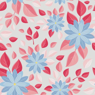 Sorunsuz duvar kağıdı, dekoratif çiçek, gri arka plan