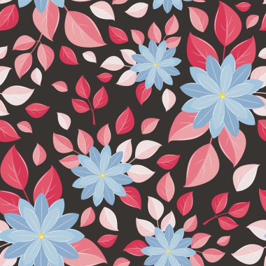 Sorunsuz duvar kağıdı, dekoratif çiçek, siyah arka plan