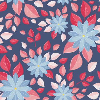 Sorunsuz duvar kağıdı, dekoratif çiçek, koyu mavi arka plan