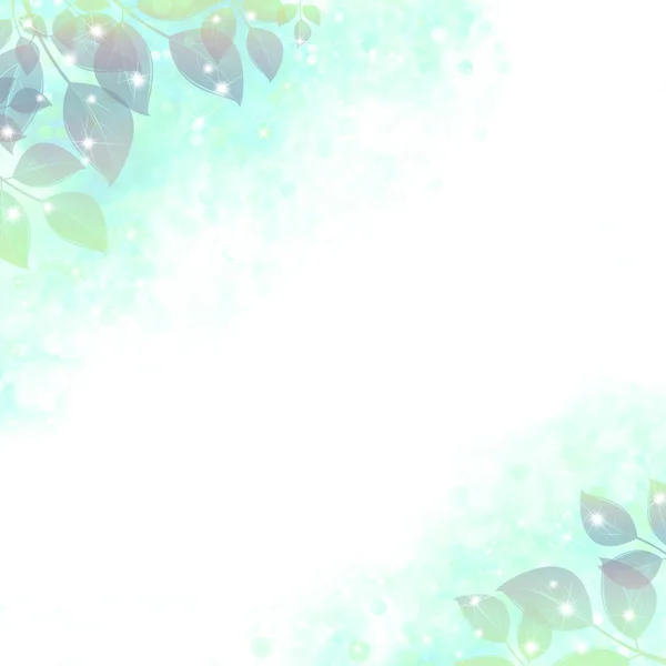 Gentle background with the sparkling leaves, azure — Stock Photo, Image