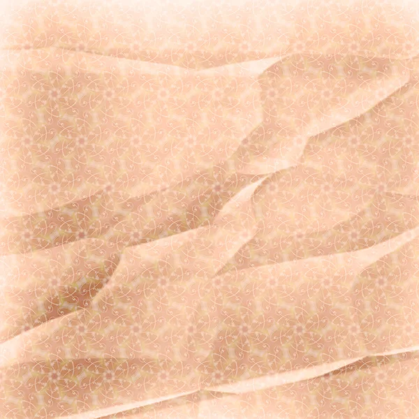 Wrinkled wall-paper, with gentle flower drawing, peach — Stok fotoğraf