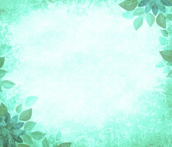 Hintergrund Grunge mit Blumenecken, azurblau — Stockfoto