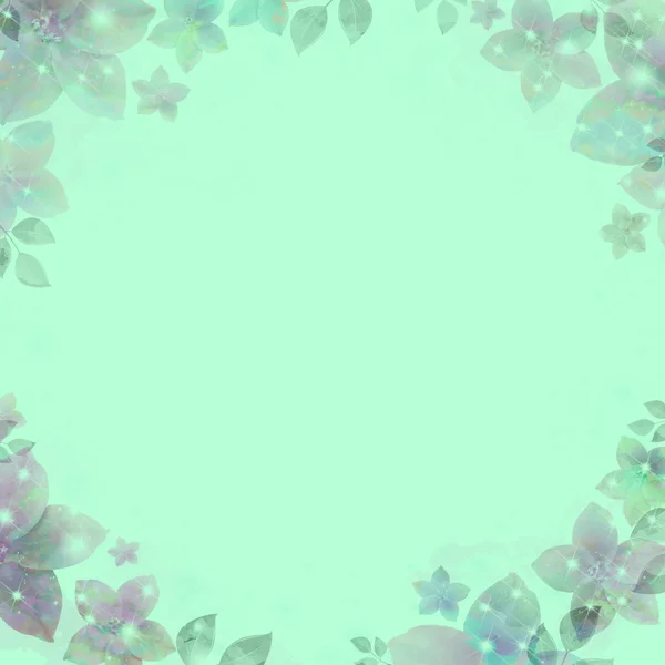 Alte Aquarell-Vignette, flackernde Blumen, azurblau — Stockfoto