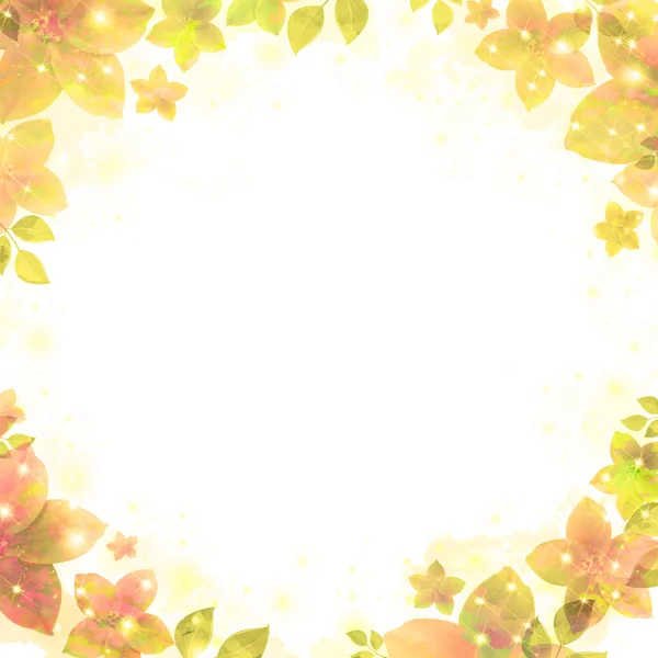 Alte Aquarell-Vignette, gelb flackernde Blumen — Stockfoto