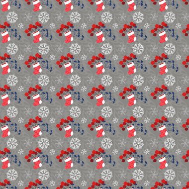 Böğürtlenli, dallı, kar taneli, gri çizmeler. Noel, kusursuz bir düzen. Çeşitli ürünleri yazdırmak için dekoratif arkaplan.