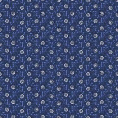 Kar taneleri ve dallarla kışın pürüzsüz desen, mavi renk. Çeşitli ürünleri basmak için dekoratif arkaplan. 