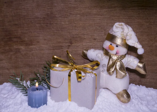 New Year's composition with a snowman — Stock Photo, Image