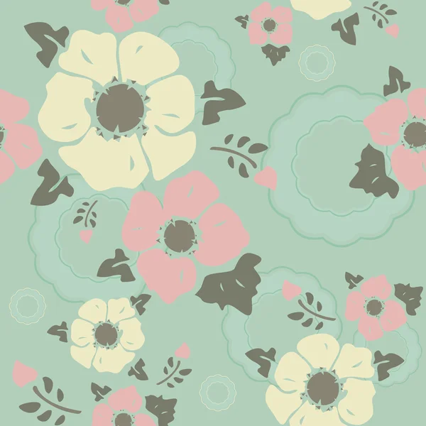 Modèle vintage turquoise "Fleurs nostalgiques " — Image vectorielle