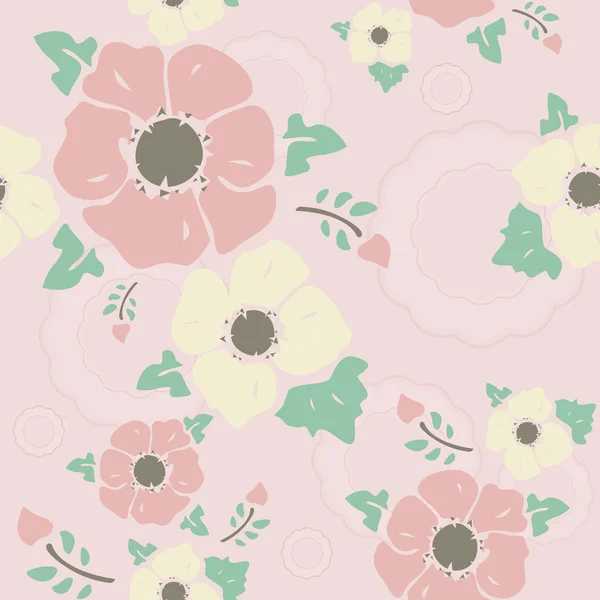 Modèle vintage rose "Fleurs nostalgiques " — Image vectorielle