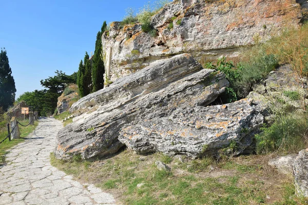 Piedras Con Camino Piedra Cabo Kaliakra Top Landmark Bulgaria — Foto de Stock