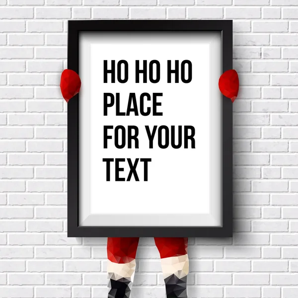 Santa is holding a frame with place for  text — Stock Vector