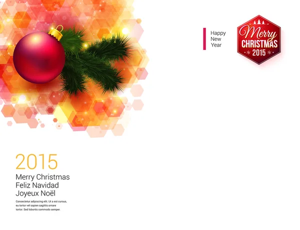 Christmas card with fir tree and Christmas ball — Stock Vector