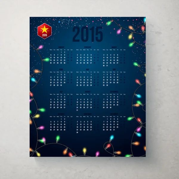 Jahreskalender 2015. — Stockvektor