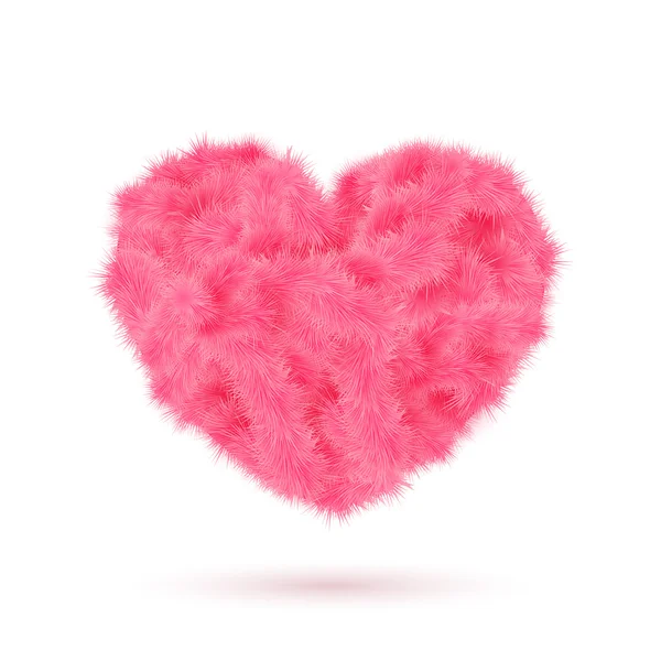 Pink fur heart for Your Valentine design. — Stock Vector