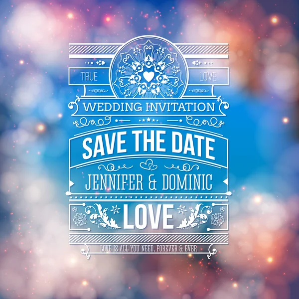 Wedding Concept - Save the Date Artistic Design — Stock Vector