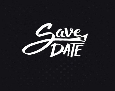 White Save the Date Texts on Abstract Black