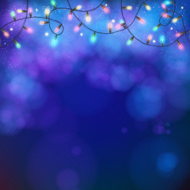 Mavi parti parti ışıkları ve bokeh arka plan
