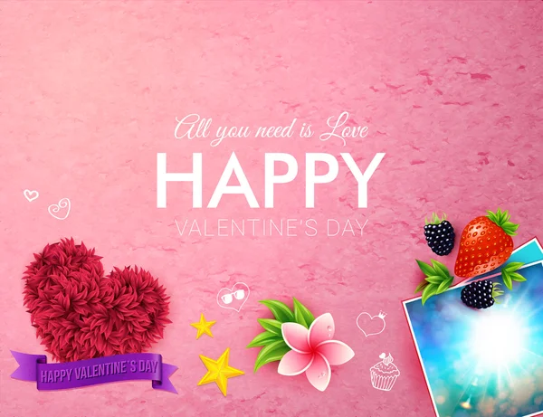 Texturierte rosa Happy Valentines Tageskarte — Stockvektor