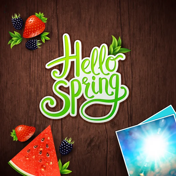 Hello Spring card design — Stock Vector
