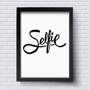 Selfie kavramı, çerçeve için siyah metin tasarım