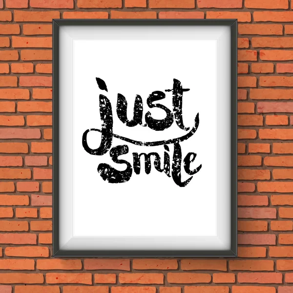 Text Design for Just Smile Concept on a Frame — Stock Vector