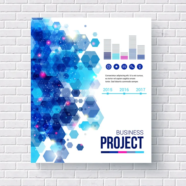 Niebieski projekt Business Report z wykresami — Wektor stockowy