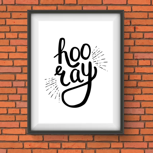 Stijlvolle Hooray tekst in een Frame opknoping op de muur — Stockvector