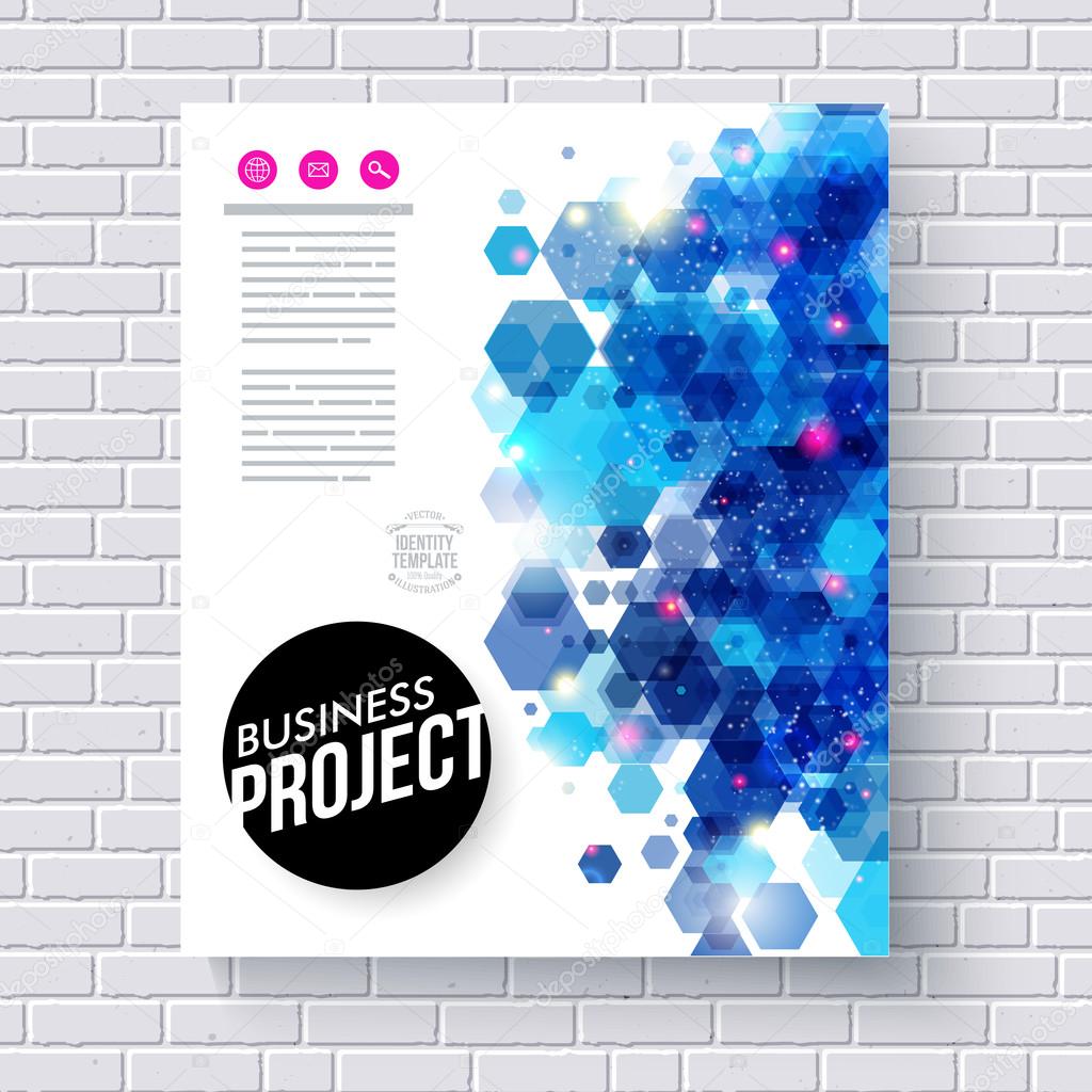 Business Web Template with Abstract Blue Hexagons