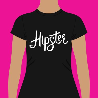 Hipster metin yazdırma göğüs ile siyah gömlek