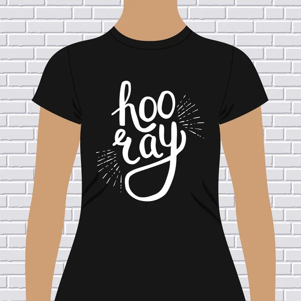 Hooray diseño de la camiseta con texto dividido — Vector de stock