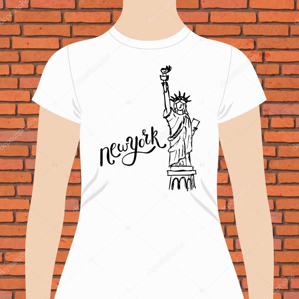 New York T-Shirt with Statue of Liberty Design