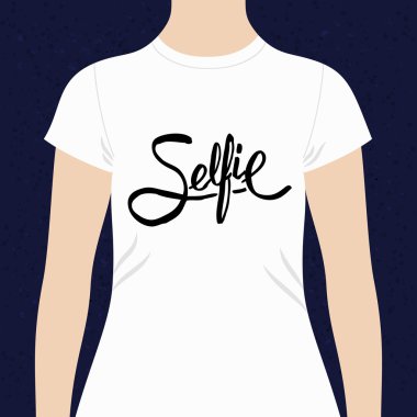Selfie basit metin tasarım bir t-shirt için