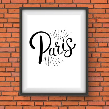 Paris mesaj, bir duvarda asılı beyaz çerçeve