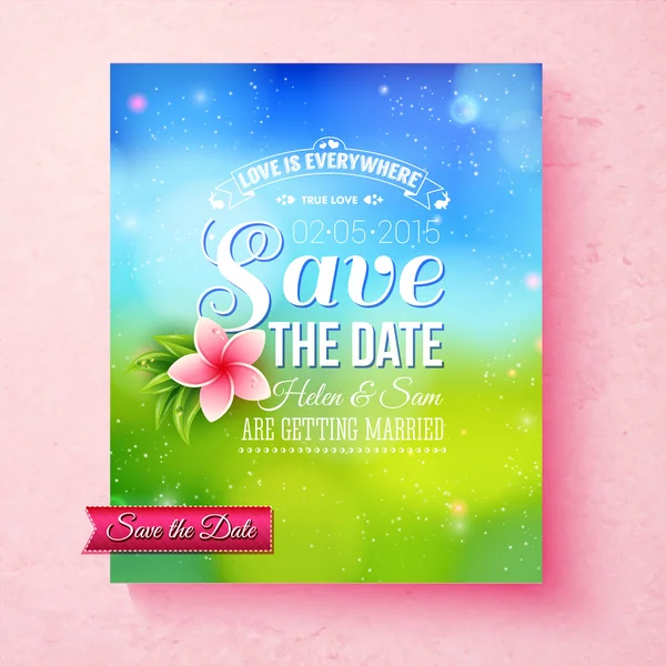 Fresh colorful Spring Save The Date template — Stock Vector