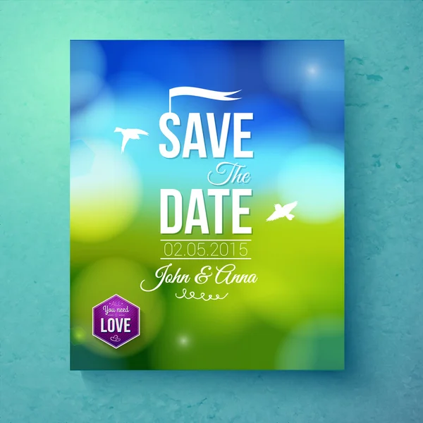 Save The Date wedding template for Spring Wedding — Stock Vector