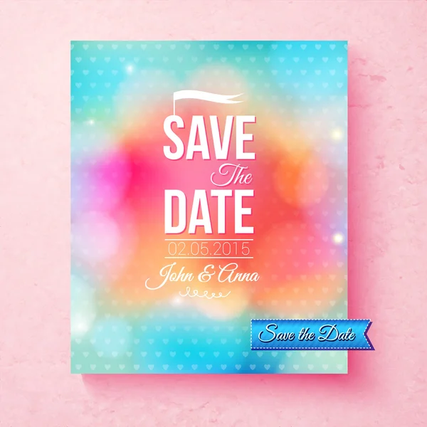 Colorful Save The Date template textured with dots — Stock Vector