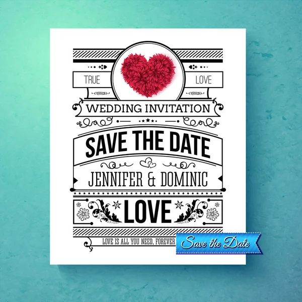 Estilo retro Guardar la fecha plantilla de boda — Vector de stock