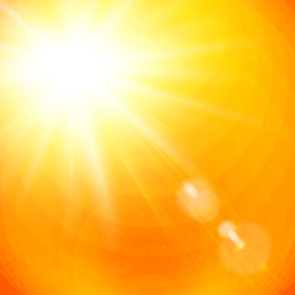 Estallido de sol naranja vivo con resplandor solar — Vector de stock