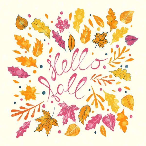 Hello Fall hand lettering — Stock Vector