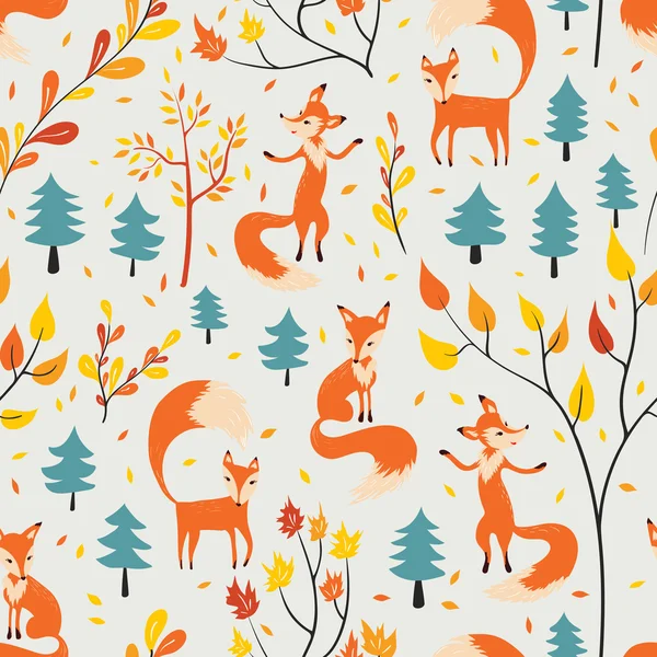 狐狸在秋天的树林 — 图库矢量图片