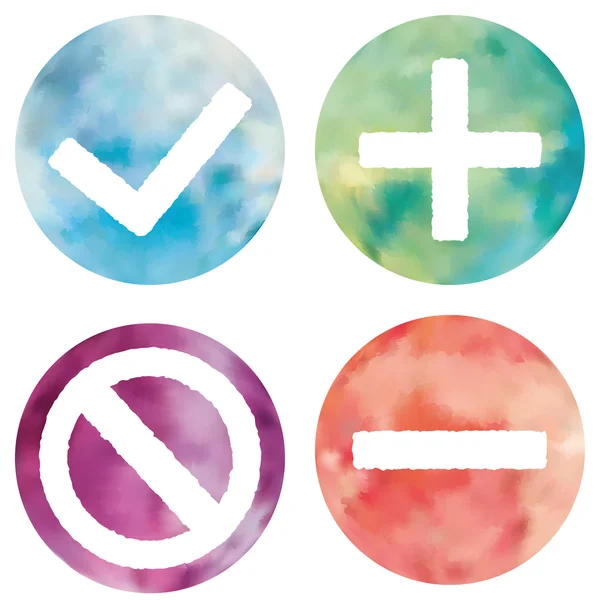 Web and mobile apps circle watercolor buttons set. — Stock Vector