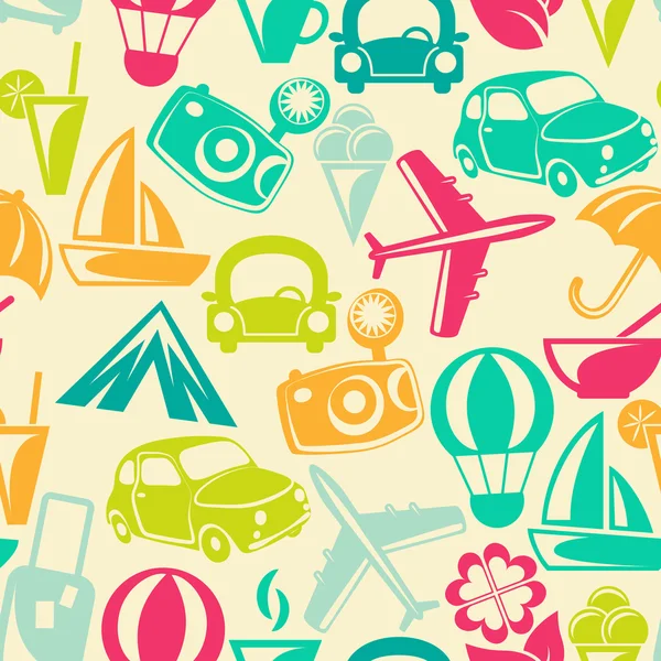 Traveling pattern. Retro travel icons. — Stock Vector