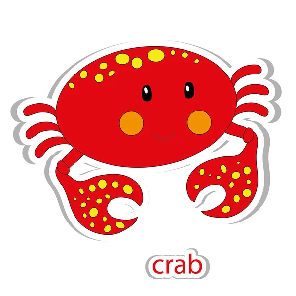 Cartoon crab isolated on white. — Stock Vector