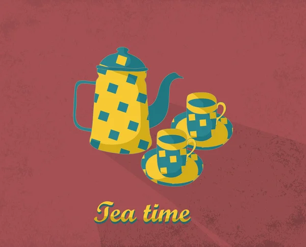 Cartão de hora do chá — Vetor de Stock