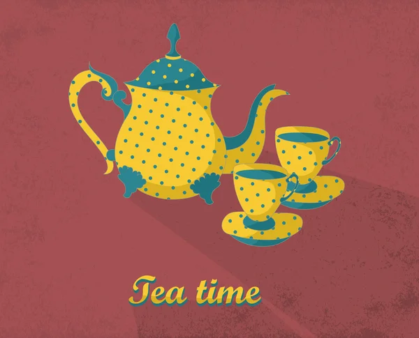Tarjeta de hora del té — Archivo Imágenes Vectoriales