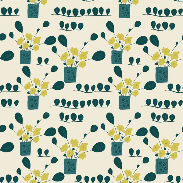 Fondo floral sin costuras con flores en un jarrón . — Vector de stock