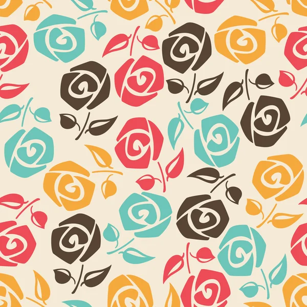 Fond floral sans couture avec des roses colorées — Image vectorielle