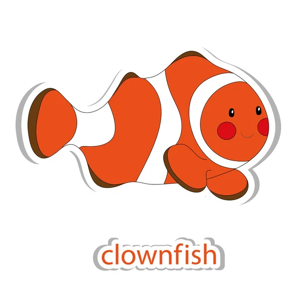 Peces payaso de dibujos animados aislados en blanco . — Vector de stock