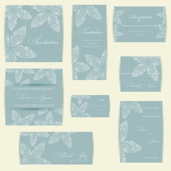 Carte d'invitation de mariage avec des éléments floraux. — Image vectorielle