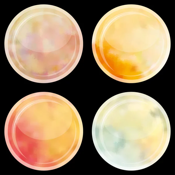 Web and mobile apps circle watercolor buttons set. — Stock Vector